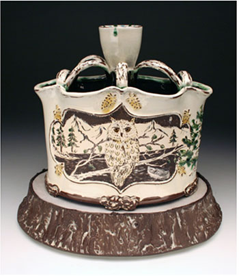 Kathryn Finnerty, Algonquin: By the Light of the Silvery Moon, flower holder with base earthenware, 13" x 8" x 10", 2011